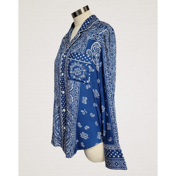 Polo Ralph Lauren Paisley print oversized shirt blue color size M - Picture 4 of 15